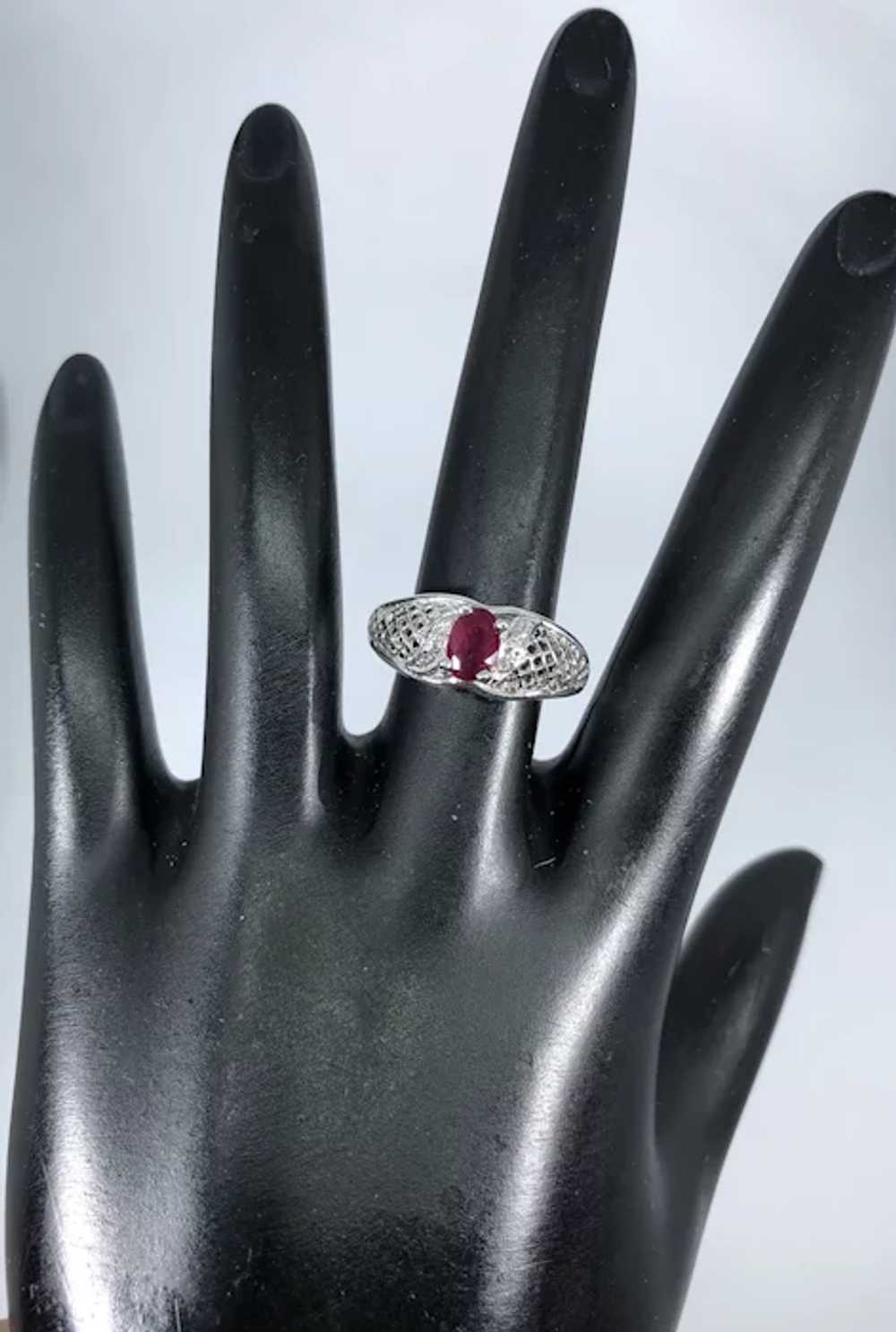 14 Ruby & Diamonds Hand Crafted Ring - image 4