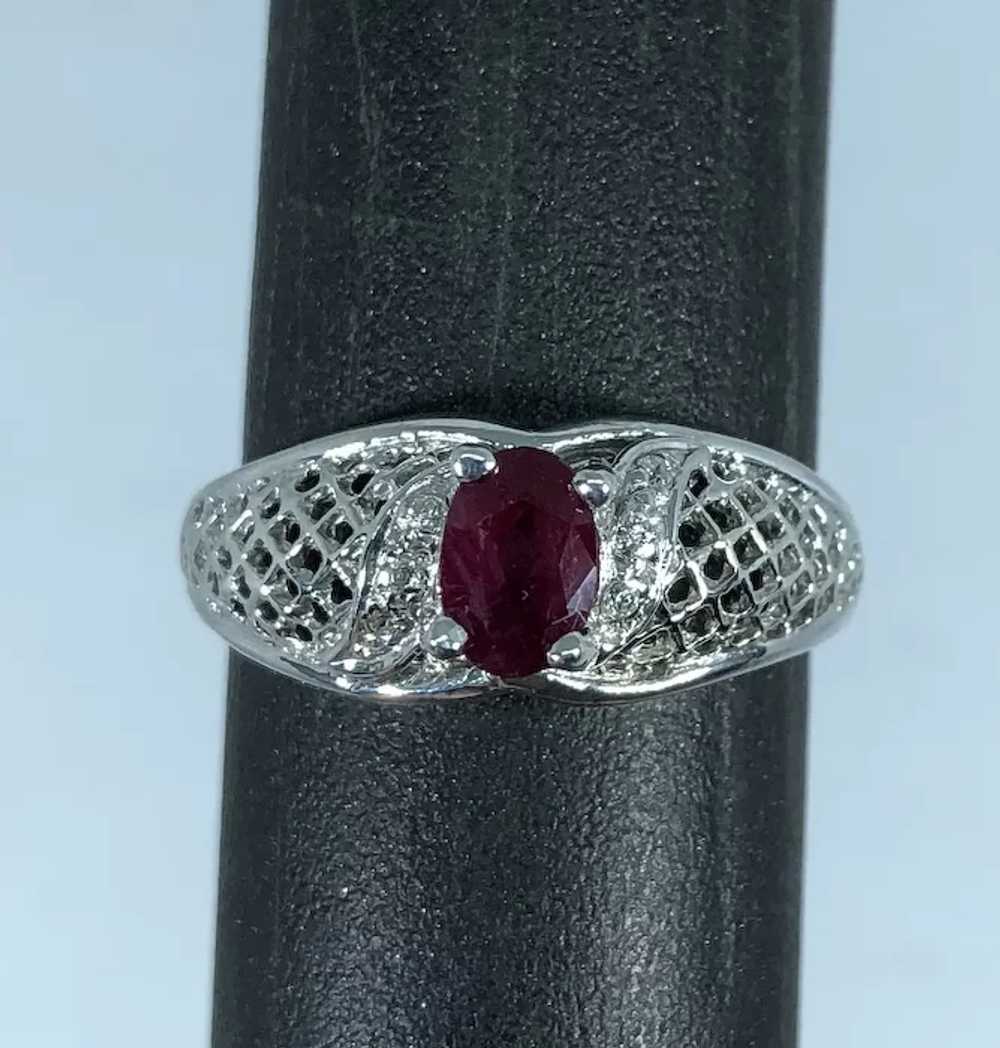 14 Ruby & Diamonds Hand Crafted Ring - image 7