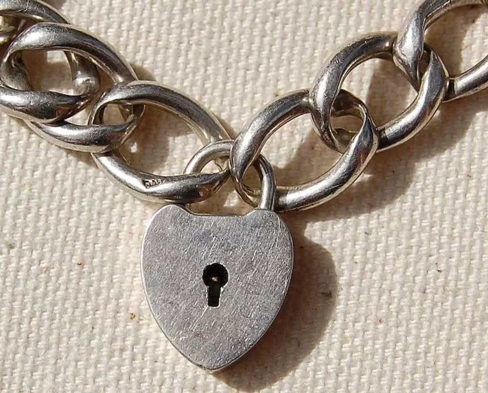 Sterling Charm Bracelet Heart Padlock - image 2