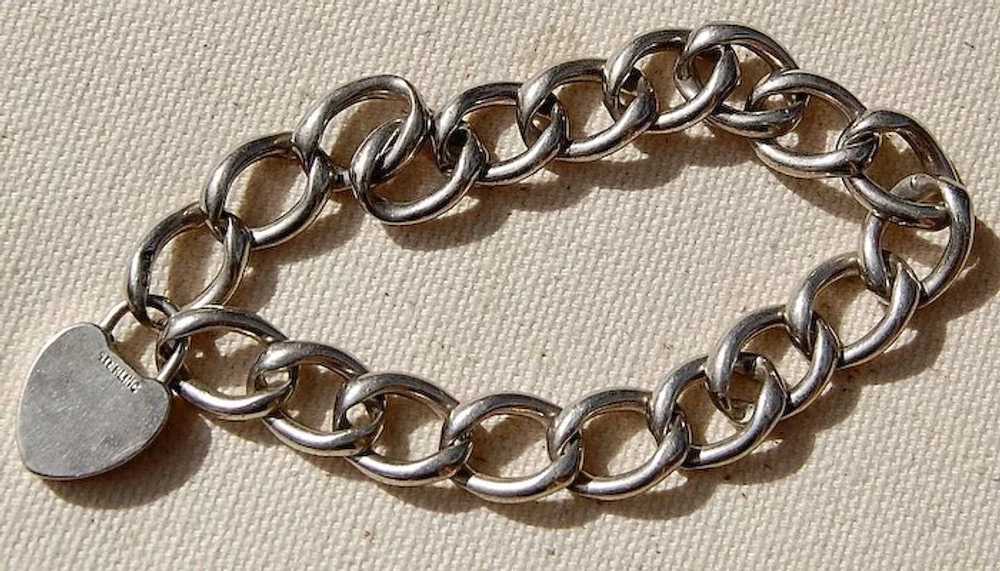 Sterling Charm Bracelet Heart Padlock - image 3