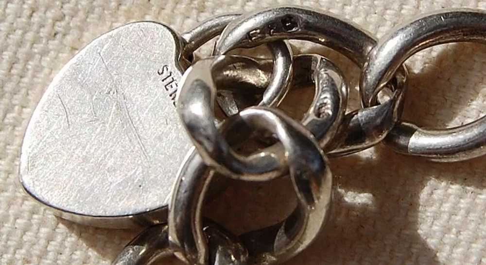 Sterling Charm Bracelet Heart Padlock - image 4