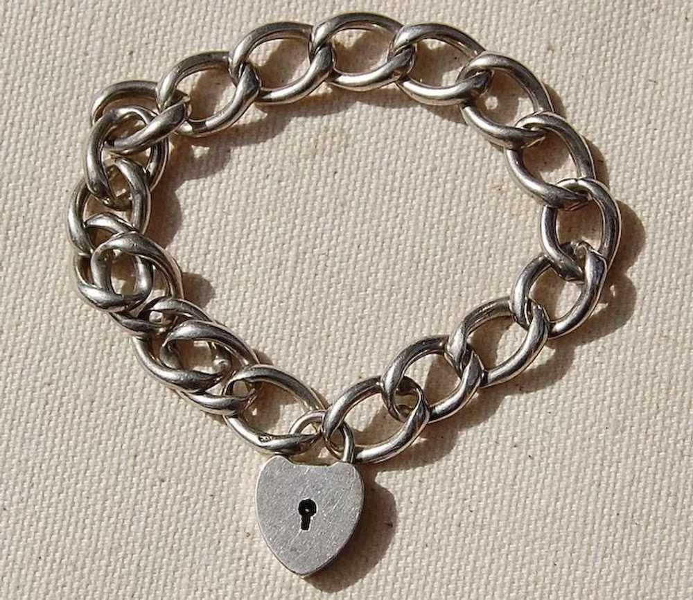 Sterling Charm Bracelet Heart Padlock - image 5