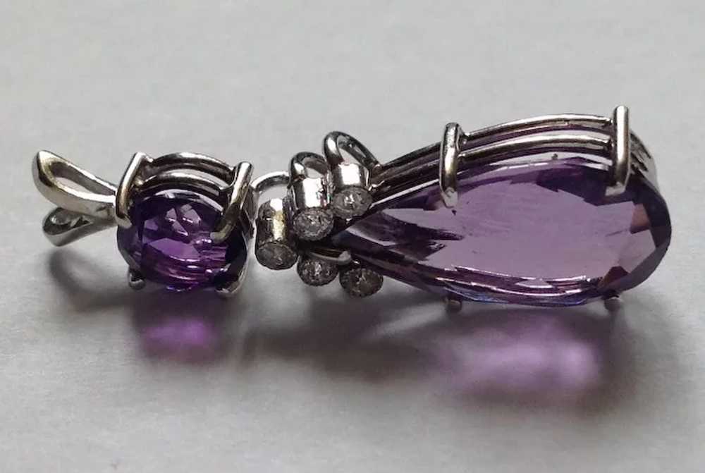 14K Amethyst & Diamond Pendant - image 2