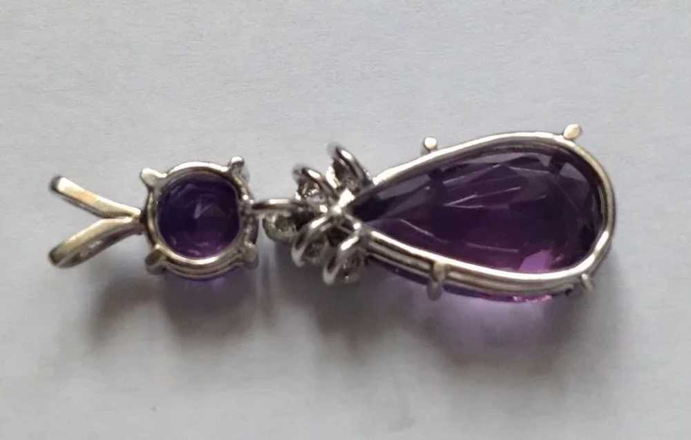 14K Amethyst & Diamond Pendant - image 3