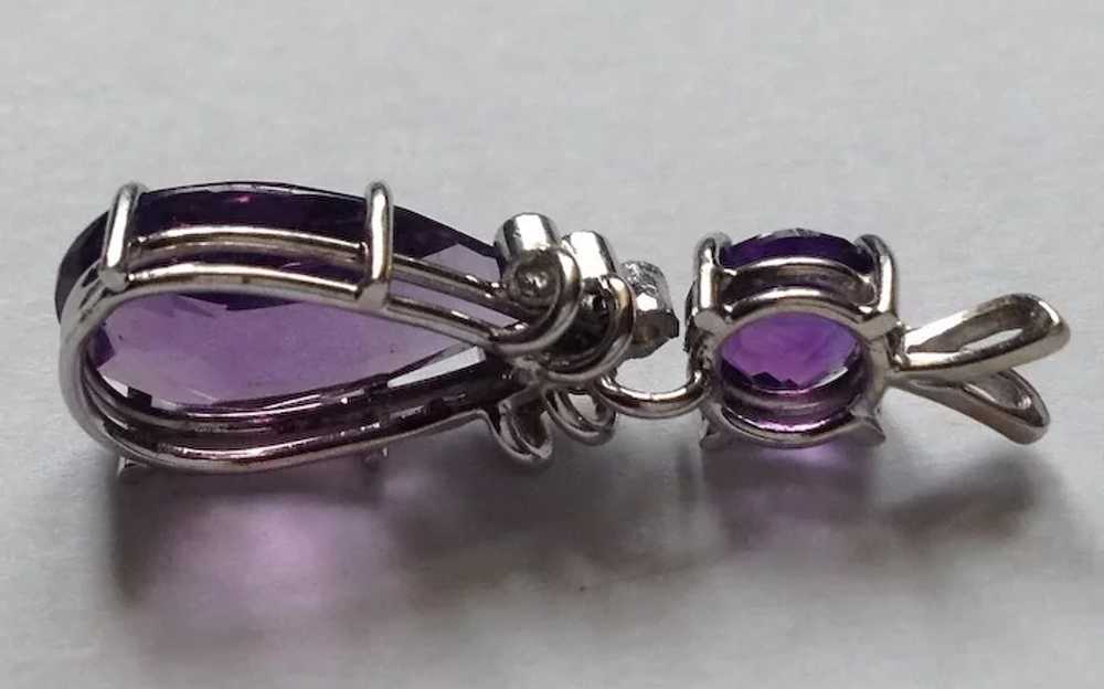 14K Amethyst & Diamond Pendant - image 4