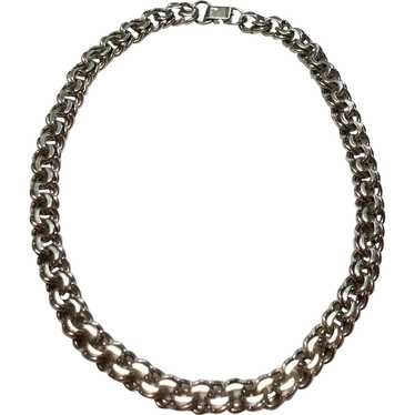 1950's Sterling Charm Necklace With Double Links - image 1