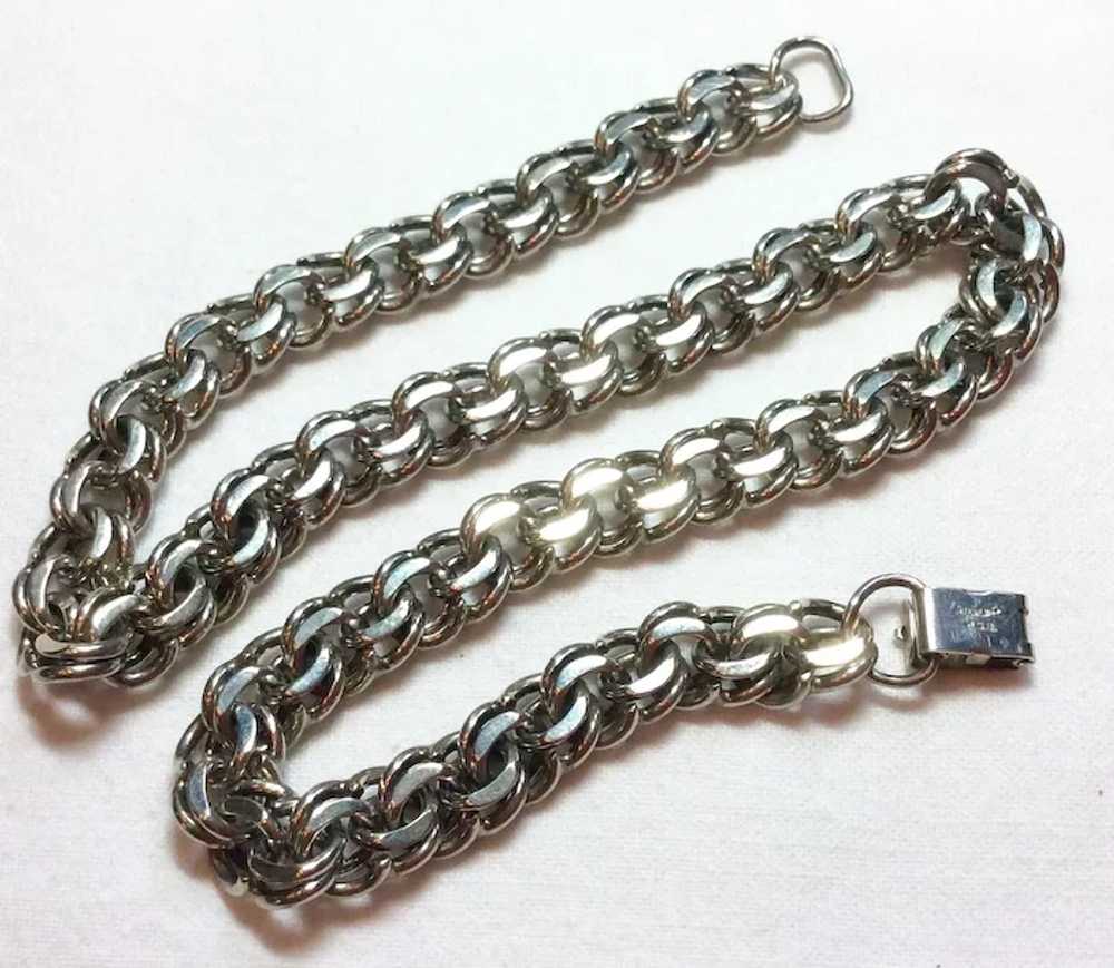 1950's Sterling Charm Necklace With Double Links - image 2