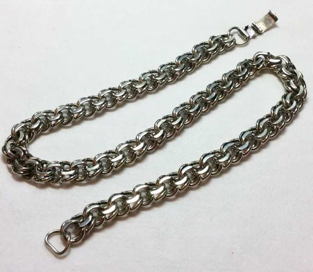 1950's Sterling Charm Necklace With Double Links - image 3