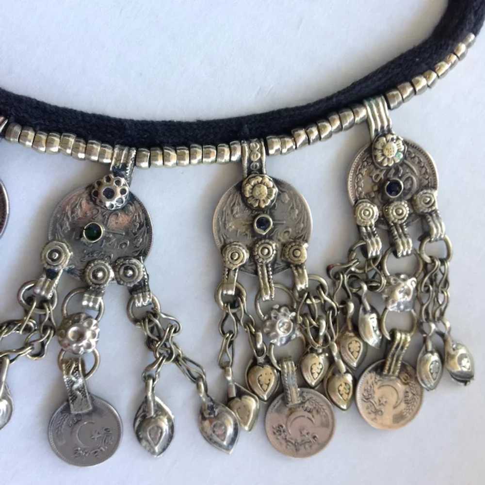 Tribal Coin Necklace Dangling Vintage - image 3