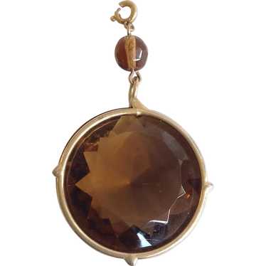 Large Citrine Round Pendant 14 Karat - image 1