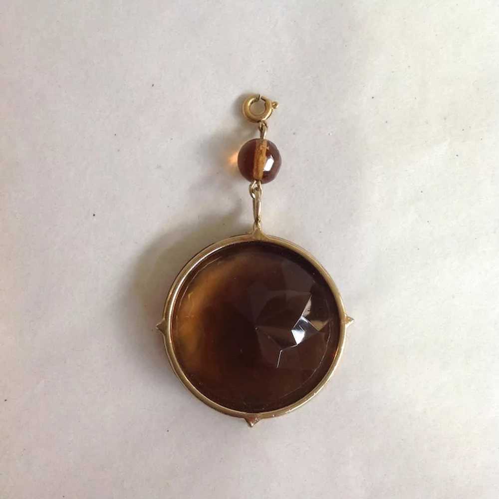 Large Citrine Round Pendant 14 Karat - image 3