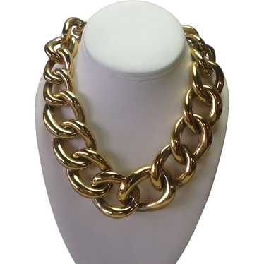 Chunky Gold Plate Necklace 16" - image 1