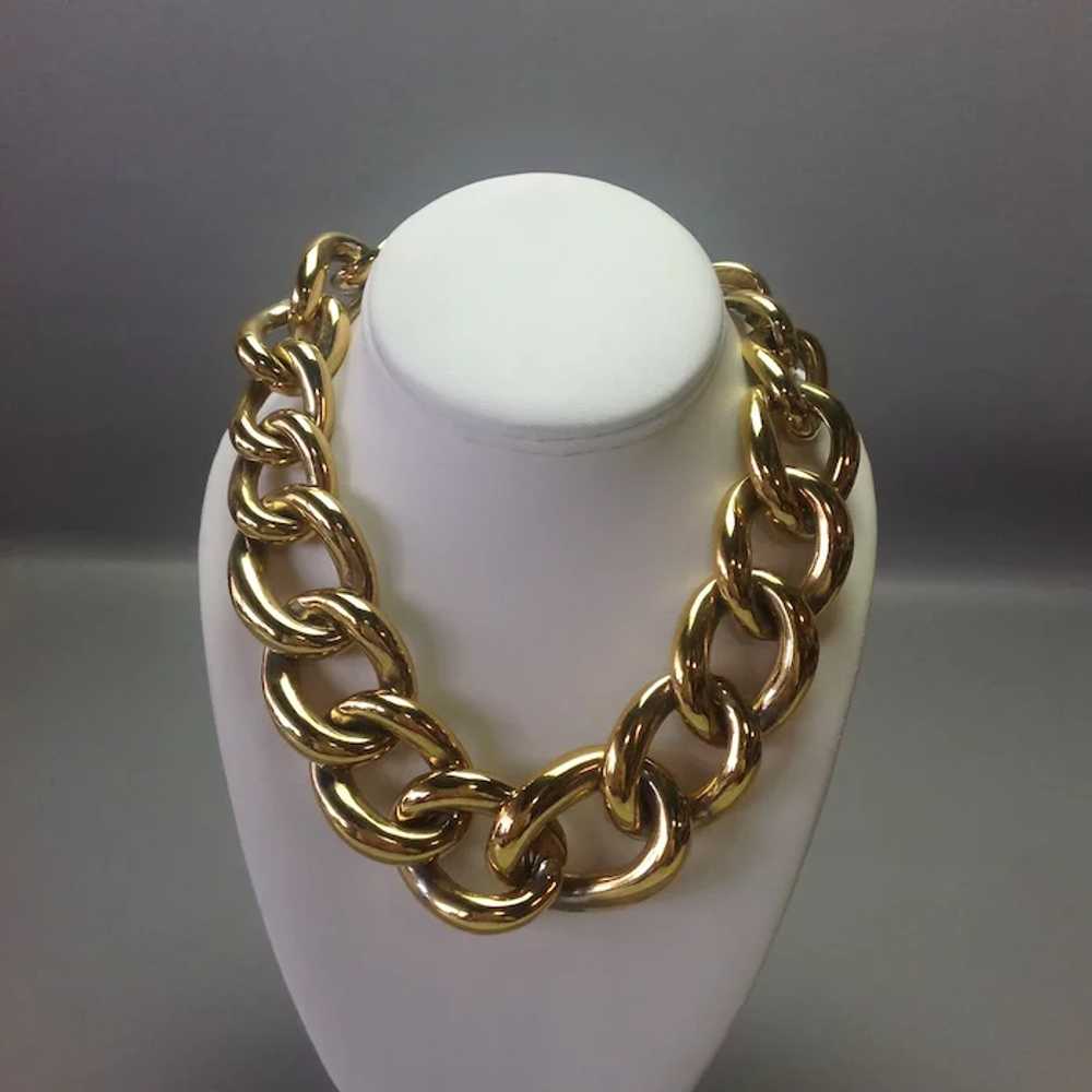 Chunky Gold Plate Necklace 16" - image 2