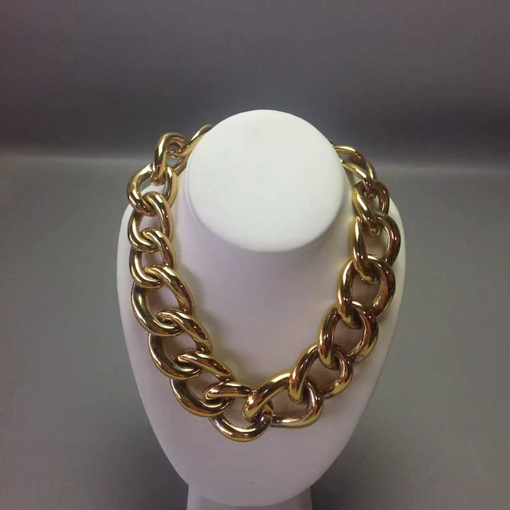 Chunky Gold Plate Necklace 16" - image 3