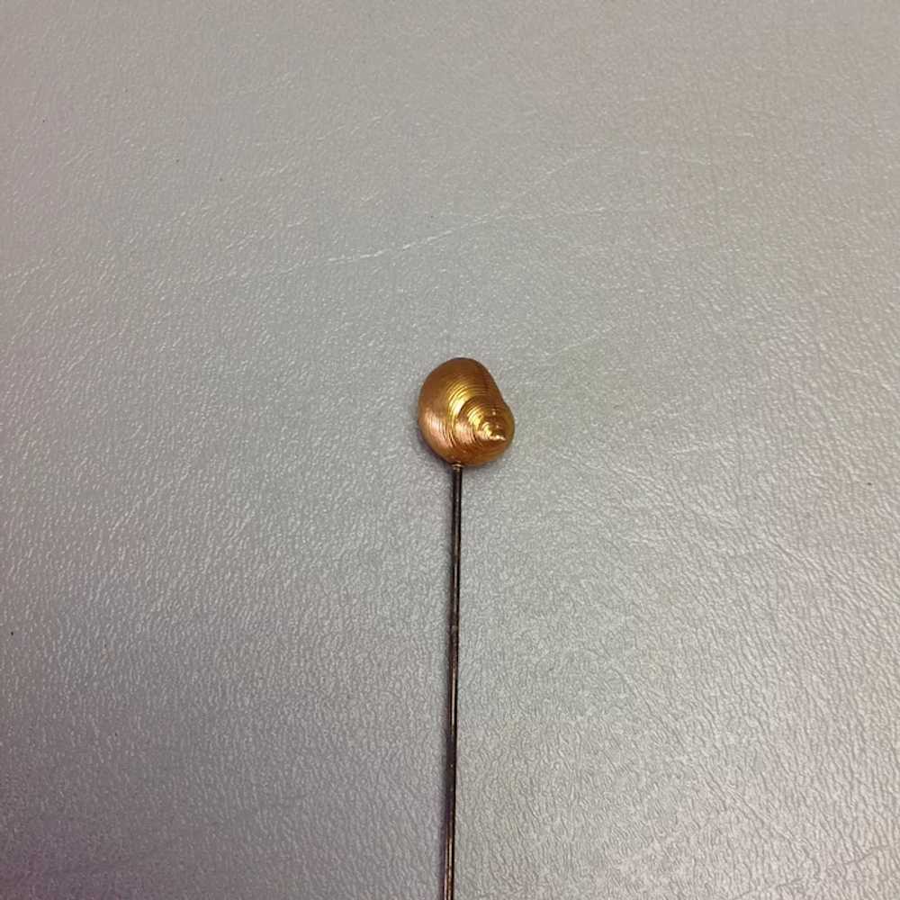 Pearl Shell Hat Pin 14k Antique - image 3