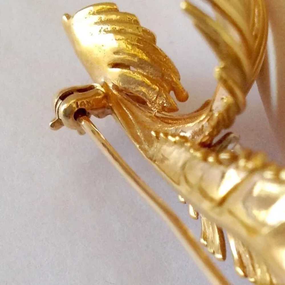 Diamond And 14k Gold Feather Pin - image 6
