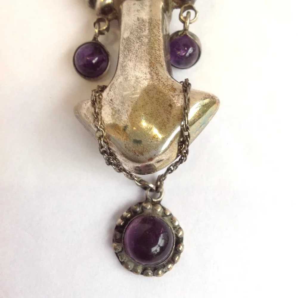 Bejeweled Lady Amethyst Mexican Silver Pin Sterli… - image 4