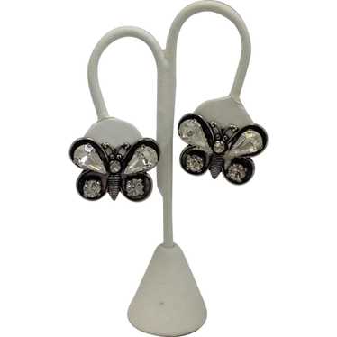 Zoe Coste Rhinestone Butterfly Earrings France 19… - image 1