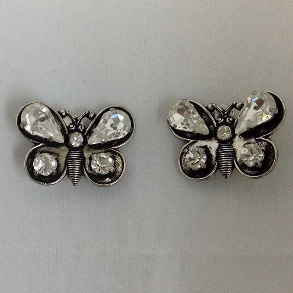 Zoe Coste Rhinestone Butterfly Earrings France 19… - image 2