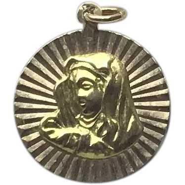 18K Gold Virgin Mary Medal Pendant