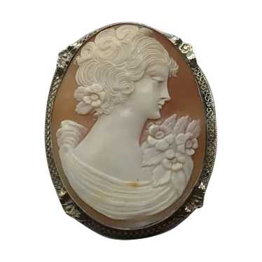 Sterling Solver Shell Cameo Brooch