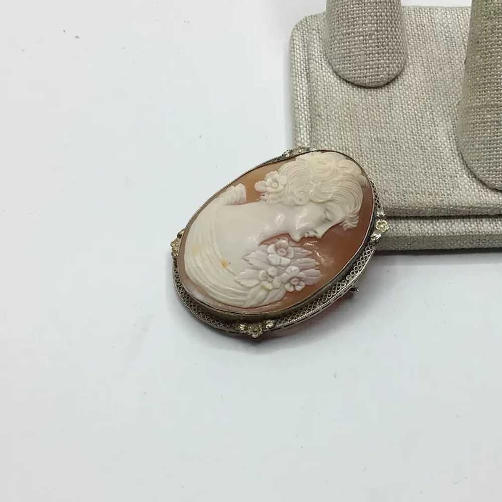 Sterling Solver Shell Cameo Brooch - image 2