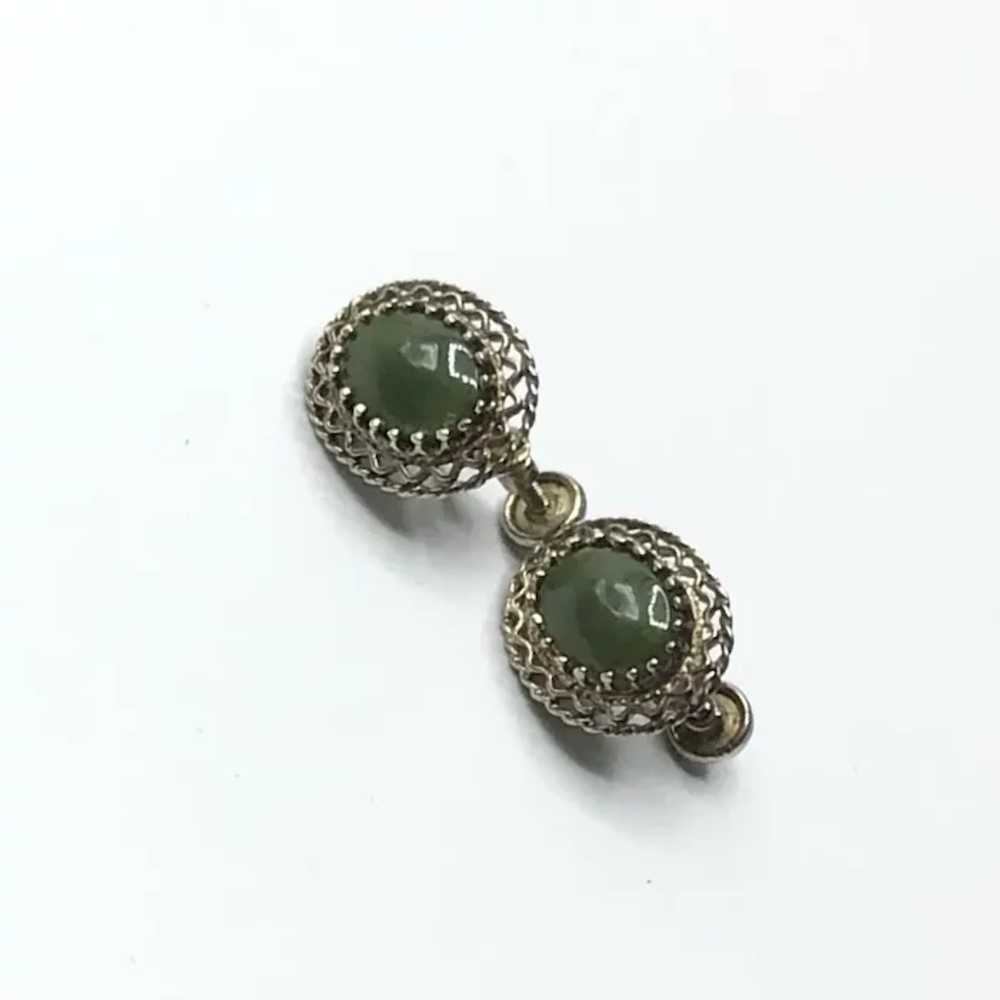 Vermeil Jade Screw Back Earrings - image 2