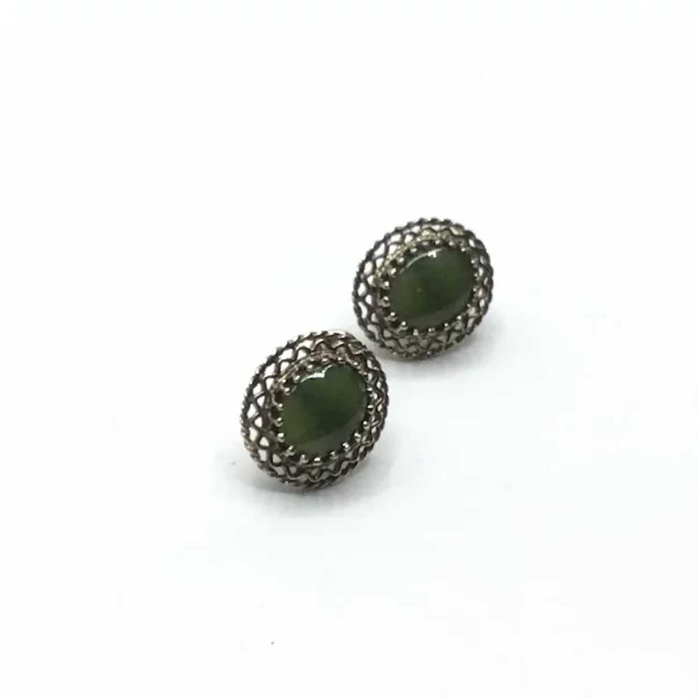 Vermeil Jade Screw Back Earrings - image 3