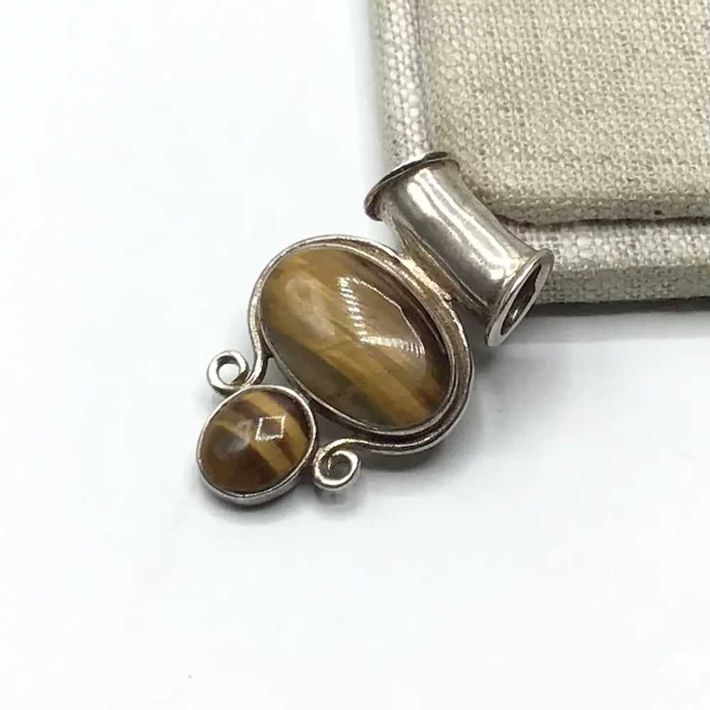 Sterling Silver Double Tiger Eye Pendant - image 2