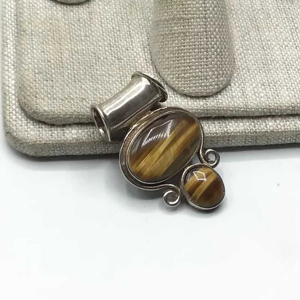 Sterling Silver Double Tiger Eye Pendant - image 3