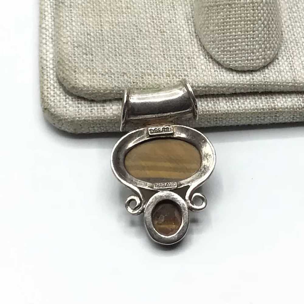 Sterling Silver Double Tiger Eye Pendant - image 4