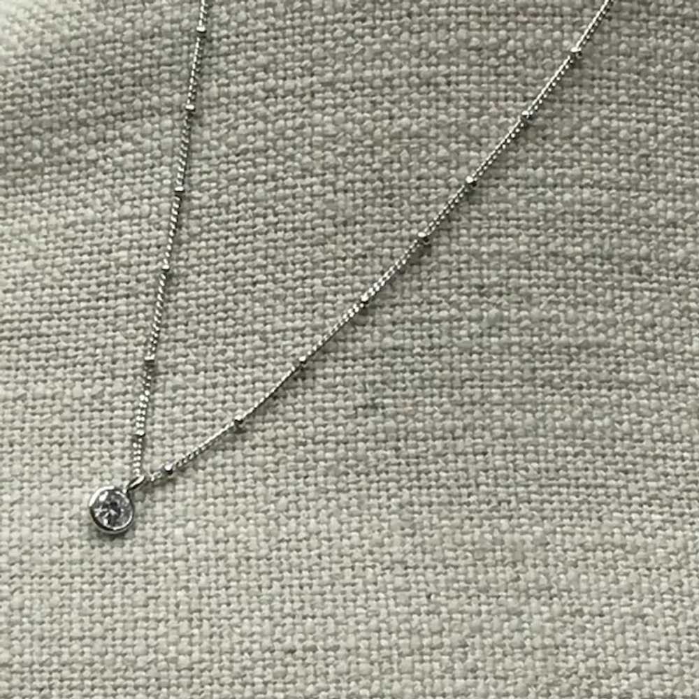 Sterling Silver CZ Pendant Necklace - image 2