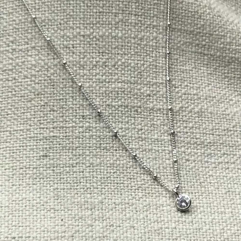 Sterling Silver CZ Pendant Necklace - image 3