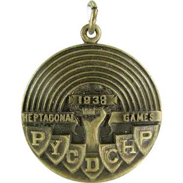 Vintage 1938 Heptagonal Games Medal Track & Field… - image 1