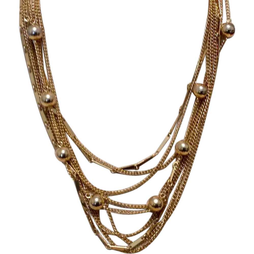 Gold Metal Multi Strand Necklace - image 1