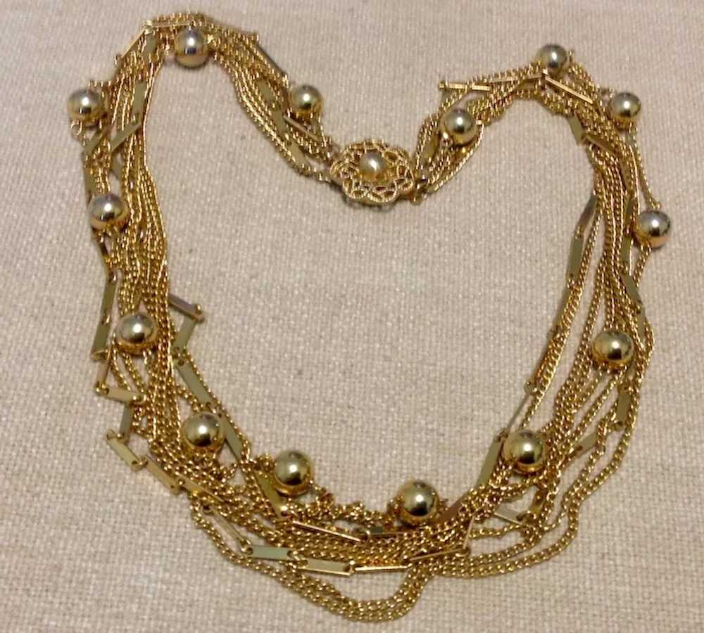 Gold Metal Multi Strand Necklace - image 2