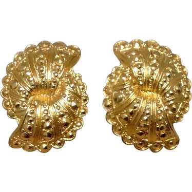 Gold Tone Metal Clip Earrings