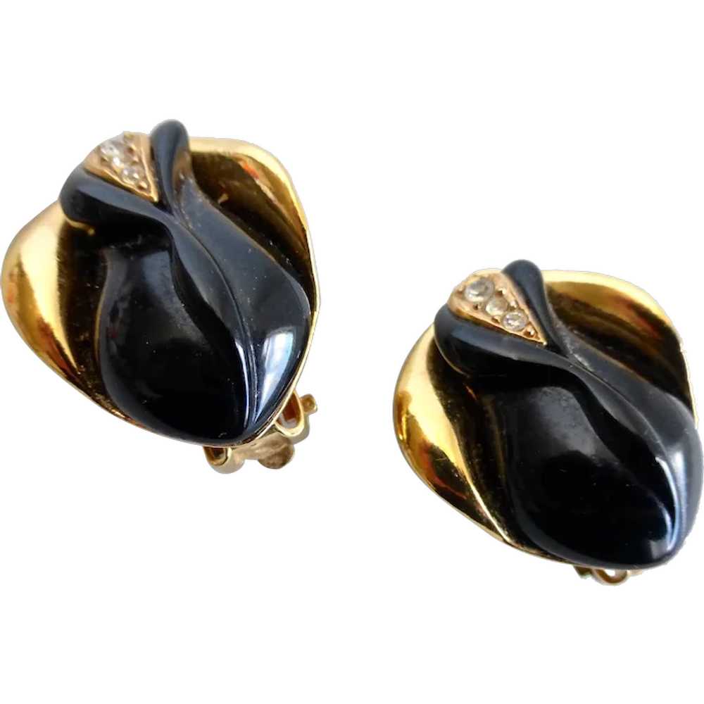 KENNETH LANE Black Rosebud Earrings for Avon, Cli… - image 1