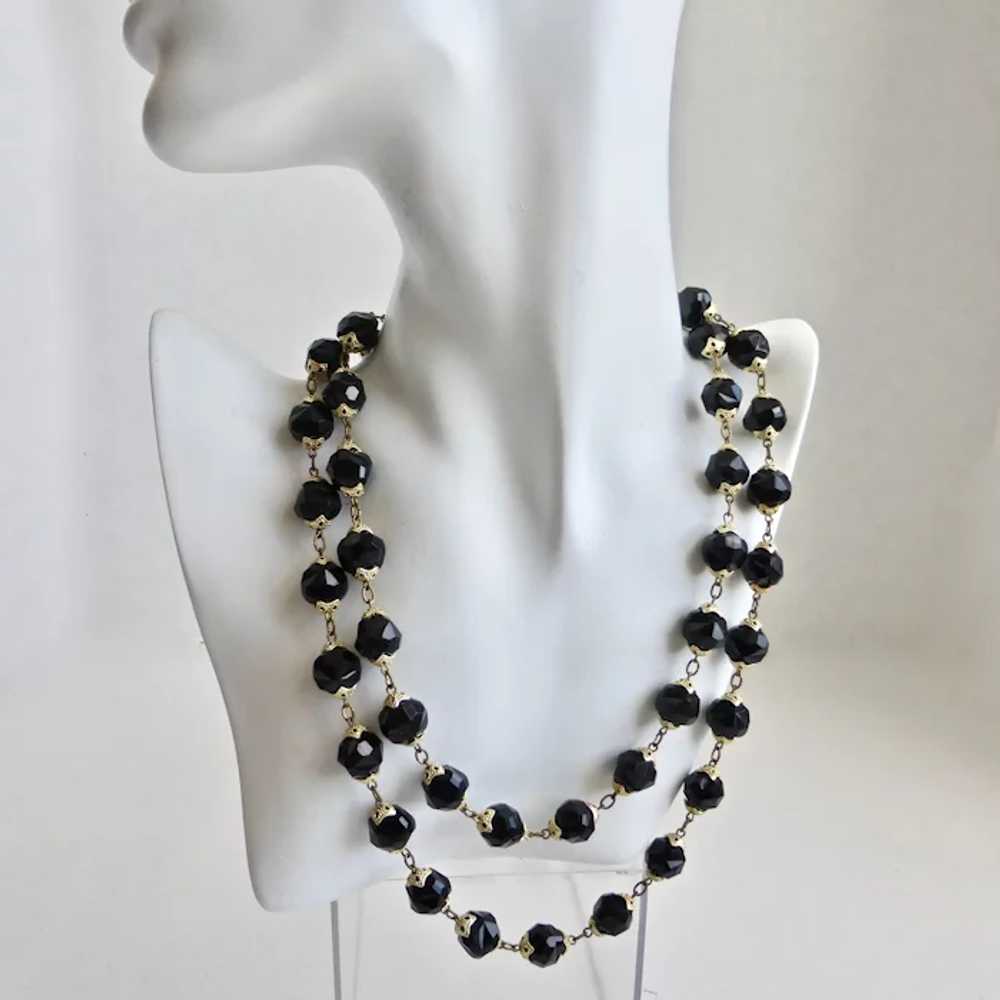 Long Necklace of Black Faceted Lucite, 42" - image 2