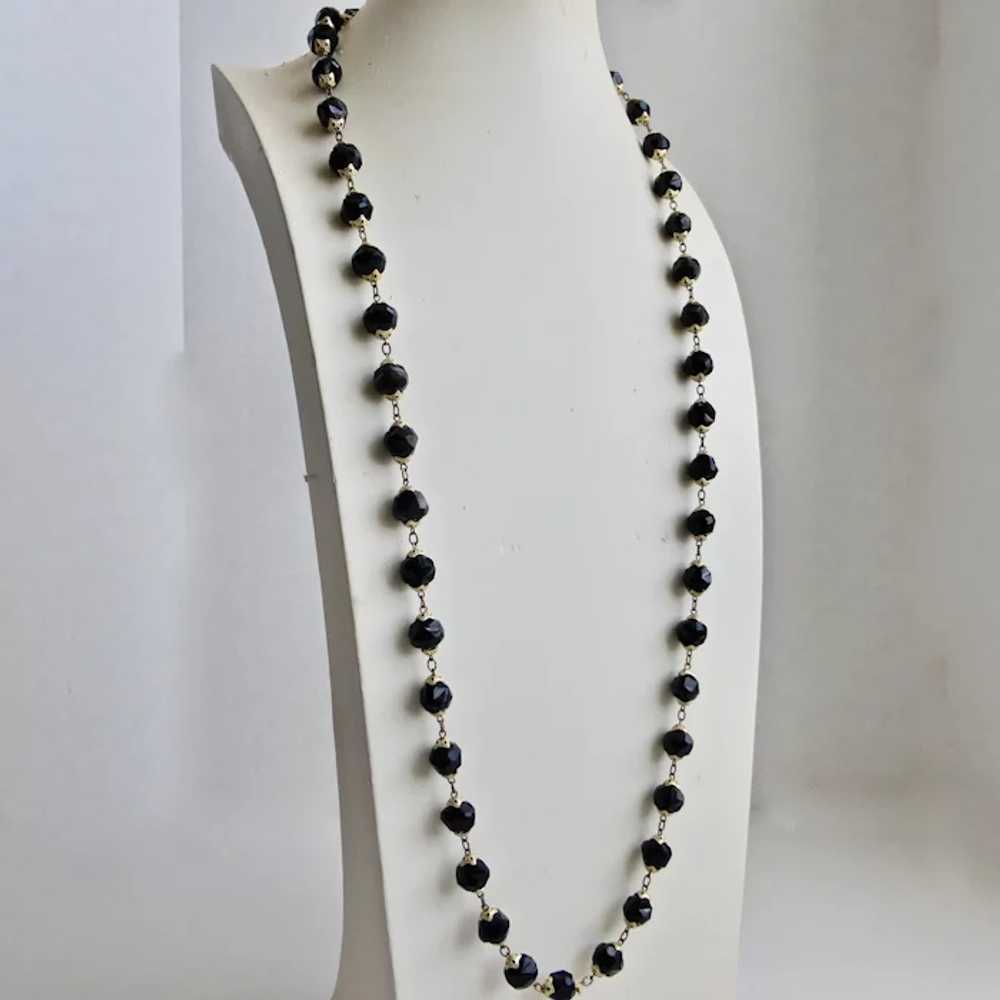 Long Necklace of Black Faceted Lucite, 42" - image 4