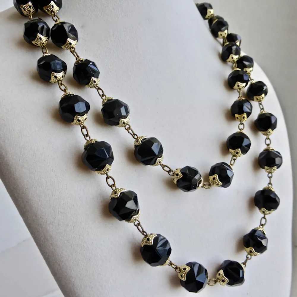 Long Necklace of Black Faceted Lucite, 42" - image 5
