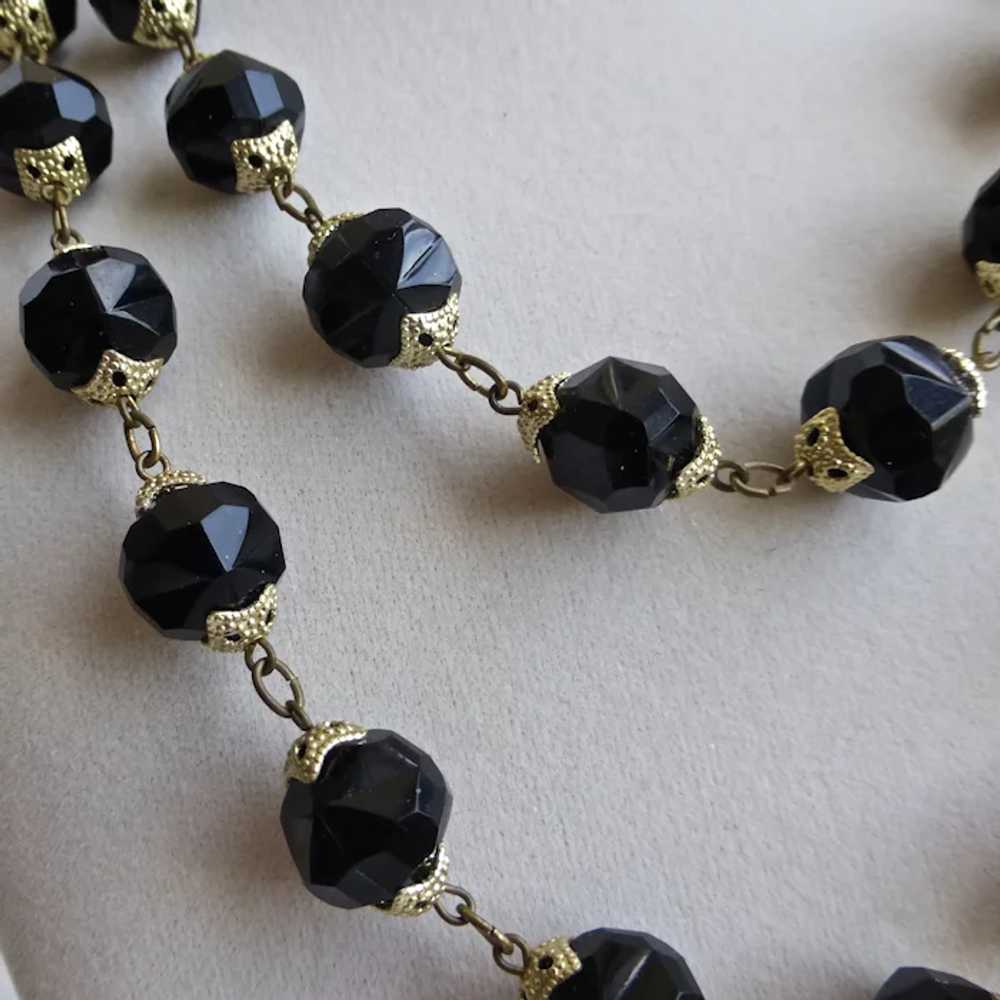Long Necklace of Black Faceted Lucite, 42" - image 6
