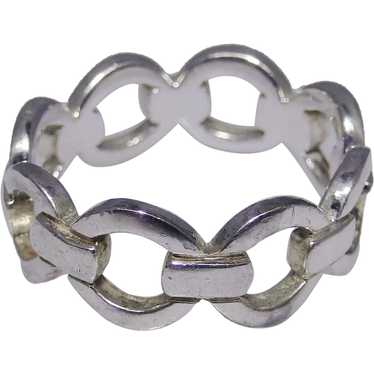 Vintage chain style ring, sterling silver, size: … - image 1