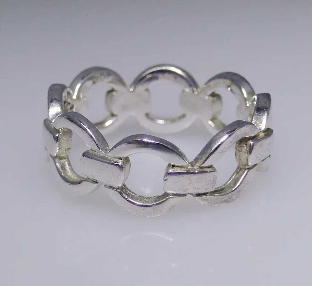 Vintage chain style ring, sterling silver, size: … - image 4