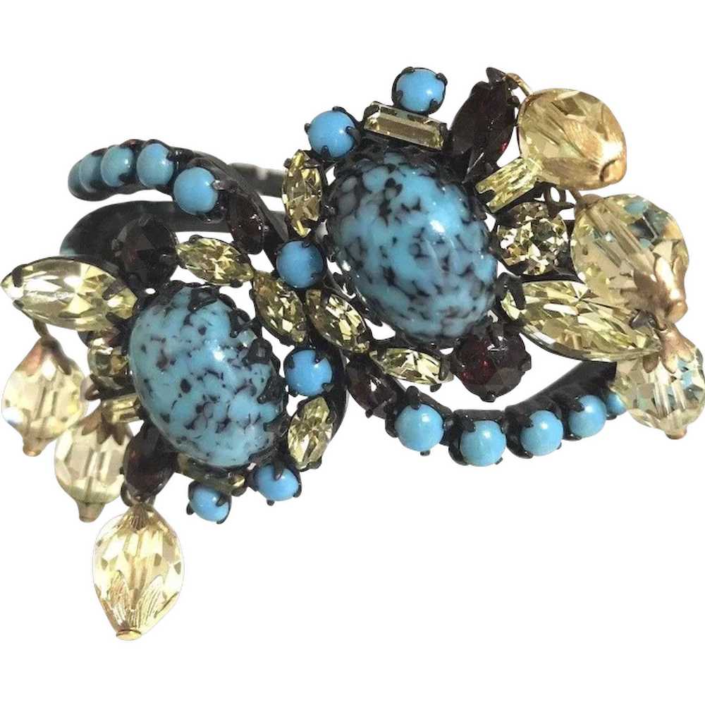 RARE Alice Caviness Turquoise Bead, Rhinestones &… - image 1