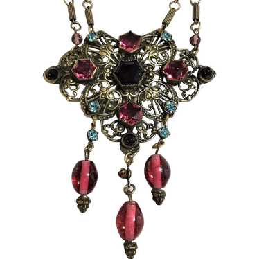 Ravishing Czech Art Deco Multi-Colored.Filigree A… - image 1