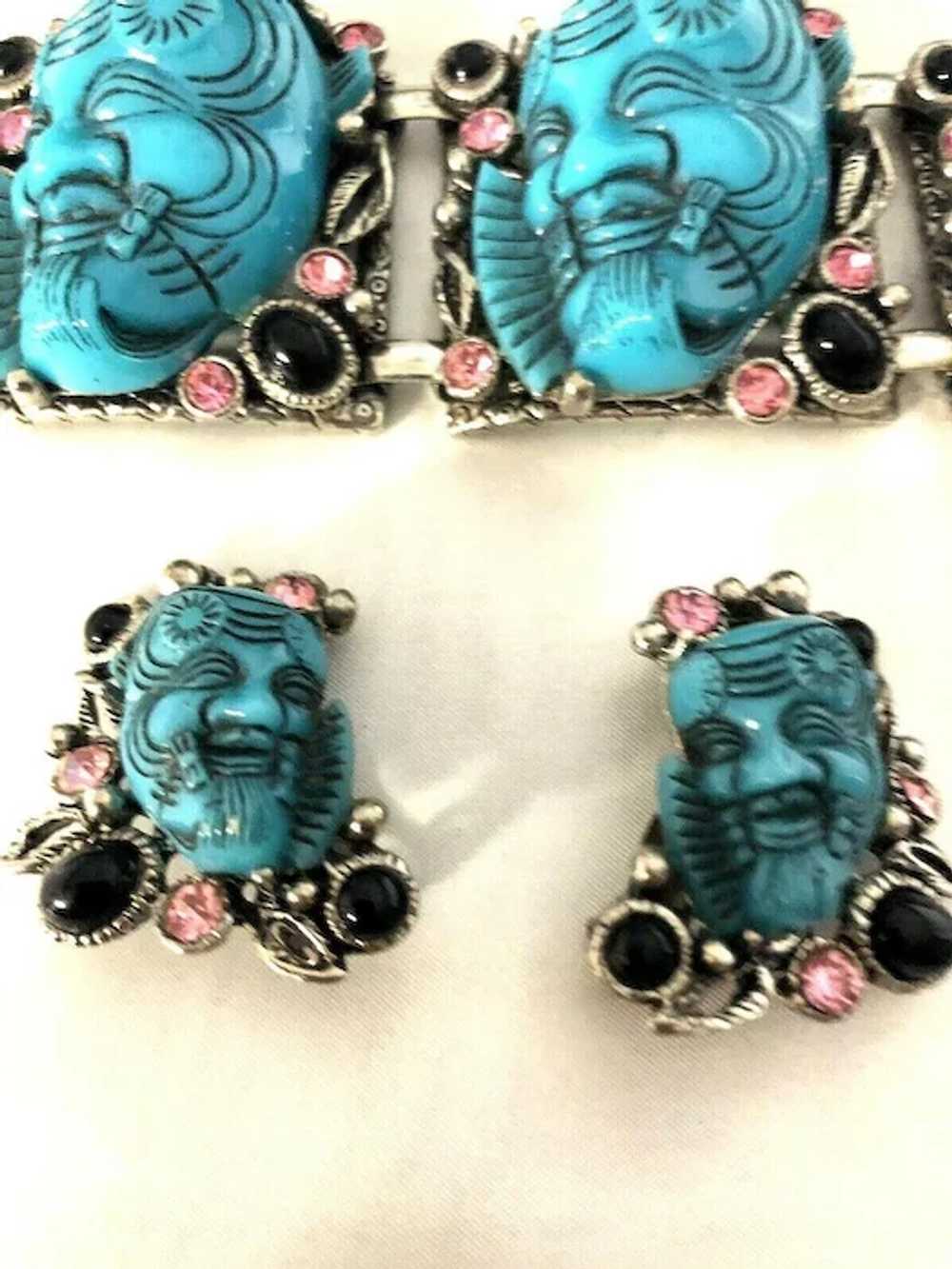 SUPERB Vintage SELRO Turquoise Blue Noh Face Brac… - image 2