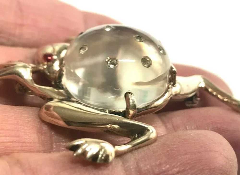 Vintage Sterling Silver Vermeil Figural Frog Rhin… - image 2