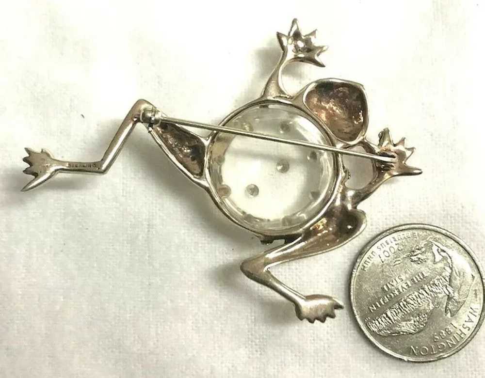 Vintage Sterling Silver Vermeil Figural Frog Rhin… - image 3