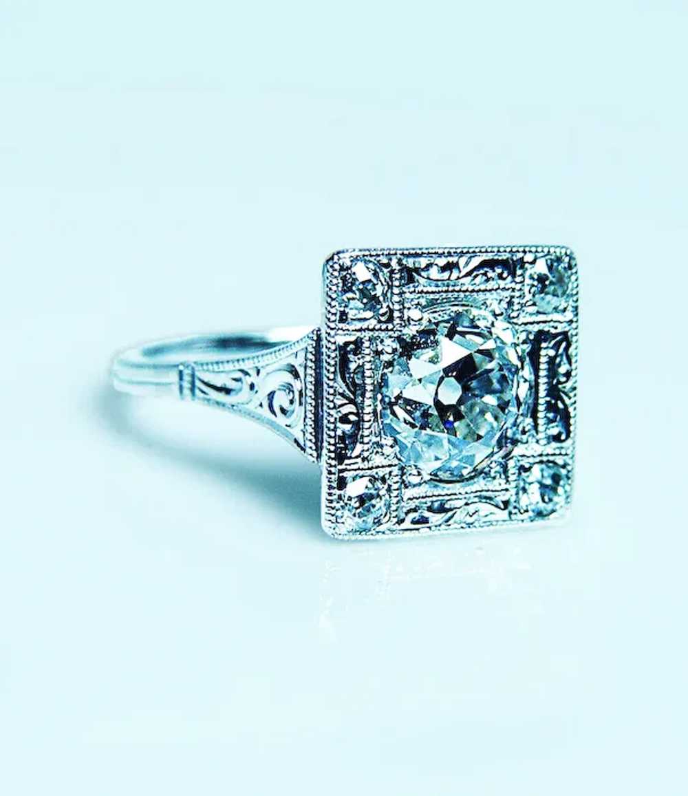 ART DECO 1.57ct center Old European Diamond Plati… - image 4